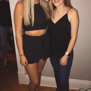 Black open cut romper